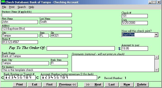 Check Printing Software 2000 Screenshot